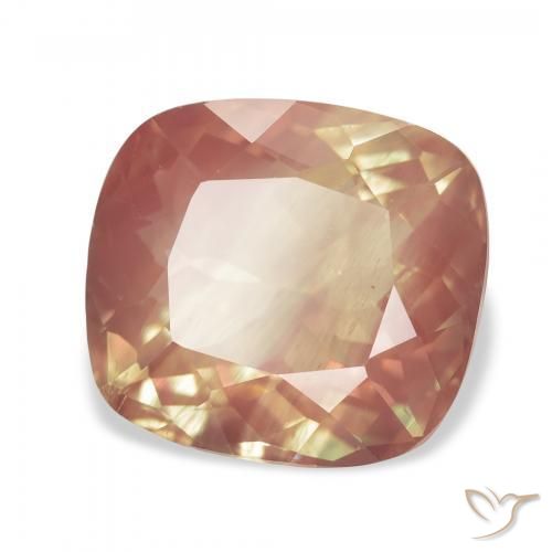 Labradorita Andesina Roja Anaranjada natural de 4.67 ct, Forma Cojín, Transparente