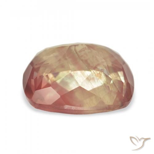 Labradorita Andesina Roja Anaranjada natural de 4.67 ct, Forma Cojín, Transparente