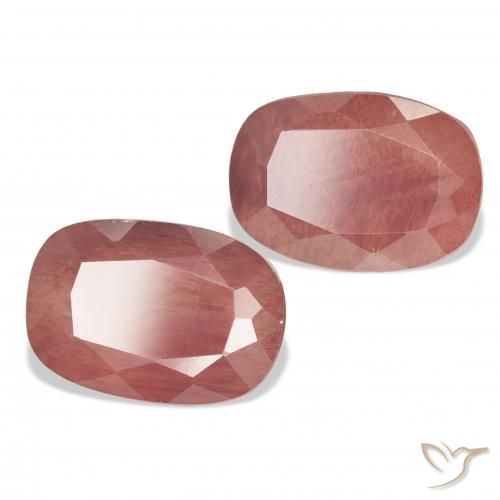 Gemas de Labradorita Andesina Rosado medio natural de 5.97 ct, Forma Cojín, Translúcido