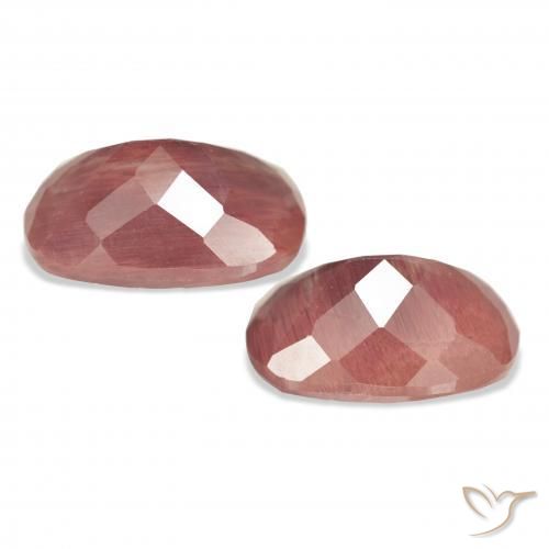 Gemas de Labradorita Andesina Rosado medio natural de 5.97 ct, Forma Cojín, Translúcido