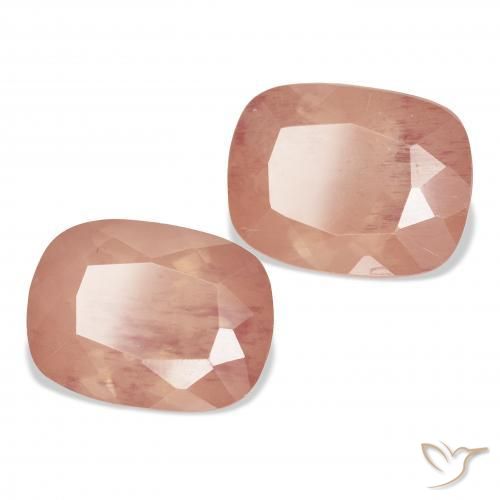 Gemas de Labradorita Andesina Rosado pomelo natural de 6.36 ct, Forma Cojín, Transparente