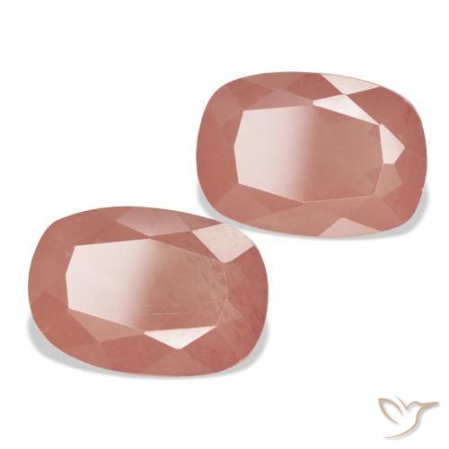 Gemas de Labradorita Andesina Rosado medio natural de 7.04 ct, Forma Cojín, Transparente