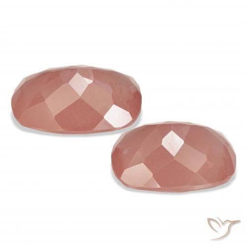 Gemas de Labradorita Andesina Rosado medio natural de 7.04 ct, Forma Cojín, Transparente
