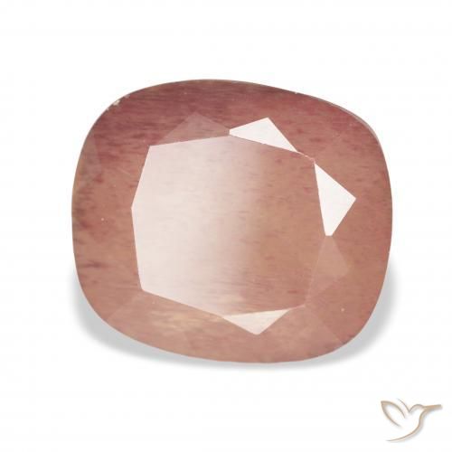 Labradorita Andesina Rosado naranja natural de 5.25 ct, Forma Cojín, Transparente