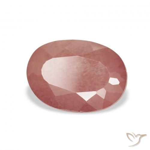 Labradorita Andesina Rosado medio natural de 1.72 ct, Ovalada, Transparente