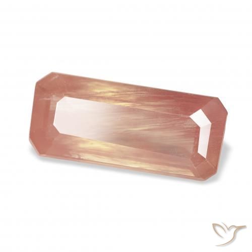 Labradorita Andesina Rosado pomelo natural de 2.73 ct, Corte Octágono / Esmeralda, Transparente