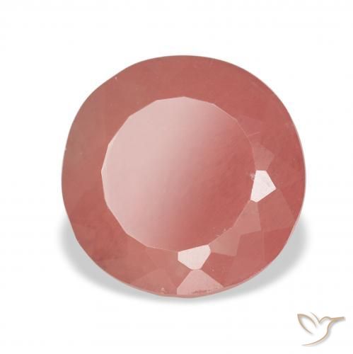 Labradorita Andesina Naranja rojizo pálido natural de 3.07 ct, Redondo, Translúcido