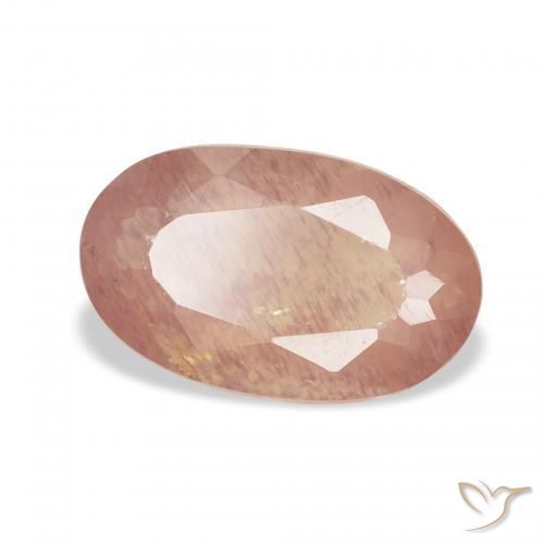 Labradorita Andesina Naranja rojizo claro natural de 2.31 ct, Ovalada, Transparente