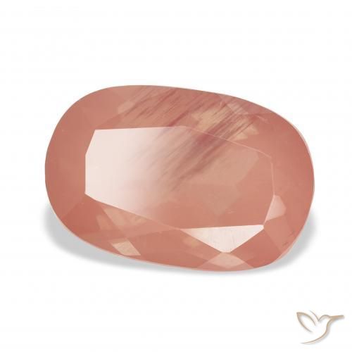 Labradorita Andesina Naranja rojizo natural de 4.36 ct, Forma Cojín, Transparente