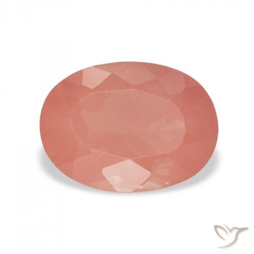 1.90ct Pale Red Orange Labradorita Andesina, Ovalada, Transparente