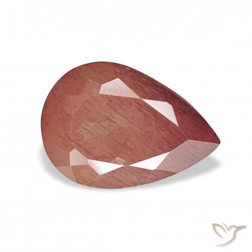 Labradorita Andesina Rojo medio natural de 3.04 ct, En forma de pera, Transparente