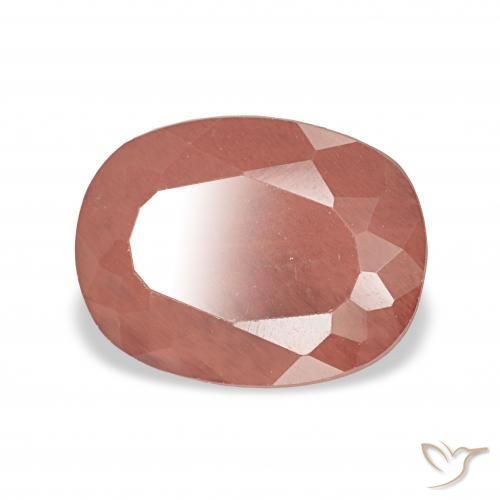 Labradorita Andesina Naranja rojizo pálido natural de 2.60 ct, Forma Cojín, Translúcido