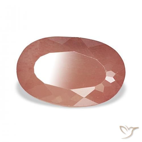 Labradorita Andesina Naranja rojizo pálido natural de 3.31 ct, Ovalada, Transparente