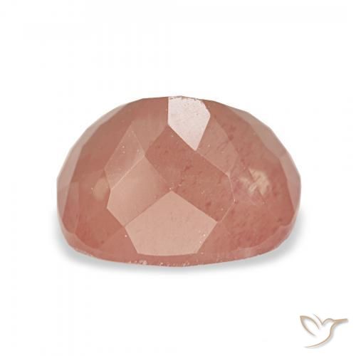 Labradorita Andesina Naranja rojizo pálido natural de 3.14 ct, Forma Cojín, Transparente