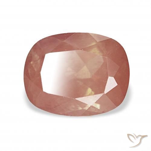 Labradorita Andesina Naranja rojizo pálido natural de 2.65 ct, Forma Cojín, Transparente