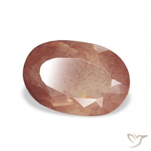 Labradorita Andesina Roja Anaranjada natural de 1.99 ct, Ovalada, Transparente