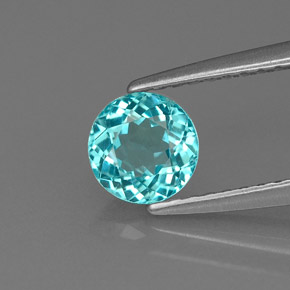 Apatita azul natural de 0,67 ct, corte redondo, VVS-VS