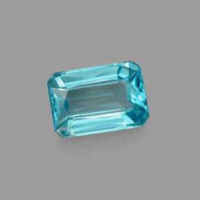 Apatita azul natural de 1,19 ct, corte esmeralda, VS