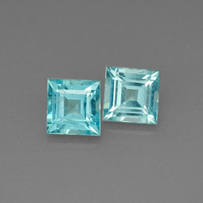 Gemas de apatita azul natural de  ct, cuadrado, VS