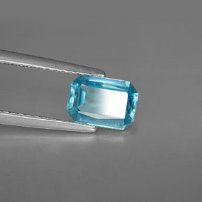 Apatita azul natural de 1,11 ct, corte esmeralda, VS