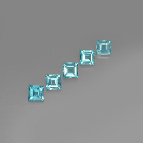 Gemas de apatita azul natural de  ct, cuadrado, VVS-VS