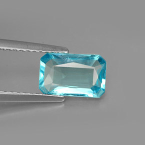 Apatita azul natural de 1,50 ct, corte esmeralda, VS