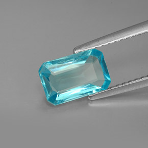 Apatita azul natural de 1,50 ct, corte esmeralda, VS