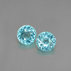 Gemas de apatita azul natural de  ct, corte redondo, VS
