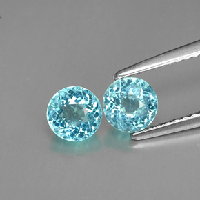 Gemas de apatita azul natural de  ct, corte redondo, VS