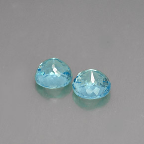 Gemas de apatita azul natural de  ct, corte redondo, VS