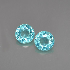 Gemas de apatita azul natural de  ct, corte redondo, VS
