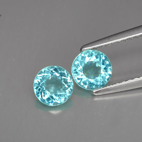 Gemas de apatita azul natural de  ct, corte redondo, VS