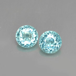 Gemas de apatita azul natural de  ct, corte redondo, VS