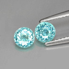 Gemas de apatita azul natural de  ct, corte redondo, VS