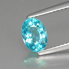 Apatita azul natural de 0,89 ct, corte óvalo, VVS-VS