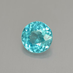Apatita azul natural de 0,91 ct, corte redondo, VS