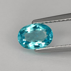 Apatita azul natural de 0,88 ct, corte óvalo, VS