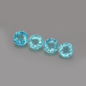 Gemas de apatita azul natural de  ct, corte redondo, VS