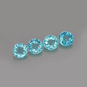 Gemas de apatita azul natural de  ct, corte redondo, VS