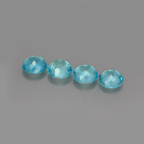 Gemas de apatita azul natural de  ct, corte redondo, VS