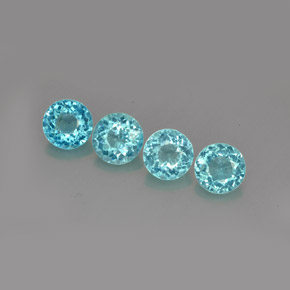 Gemas de apatita azul natural de  ct, corte redondo, VS