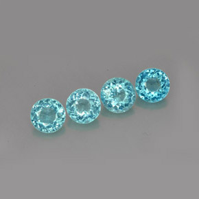 Gemas de apatita azul natural de  ct, corte redondo, VS