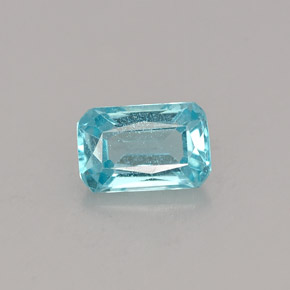 Apatita azul natural de 0,76 ct, corte esmeralda, VS