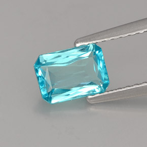 Apatita azul natural de 1,02 ct, corte esmeralda, VS