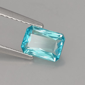 Apatita azul natural de 1,02 ct, corte esmeralda, VS