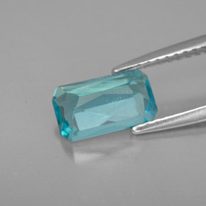 Apatita azul natural de 1,50 ct, corte esmeralda, VS