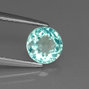 Apatita azul natural de 0,75 ct, corte redondo, VVS-VS