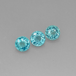 Gemas de apatita azul natural de  ct, corte redondo, VS