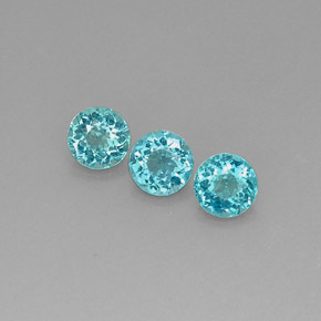 Gemas de apatita azul natural de  ct, corte redondo, VS