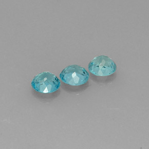 Gemas de apatita azul natural de  ct, corte redondo, VS